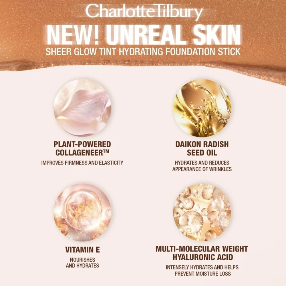 🌸 CHARLOTTE TILBURY Unreal Skin Sheer Glow Tint Hydrating Foundation Stick